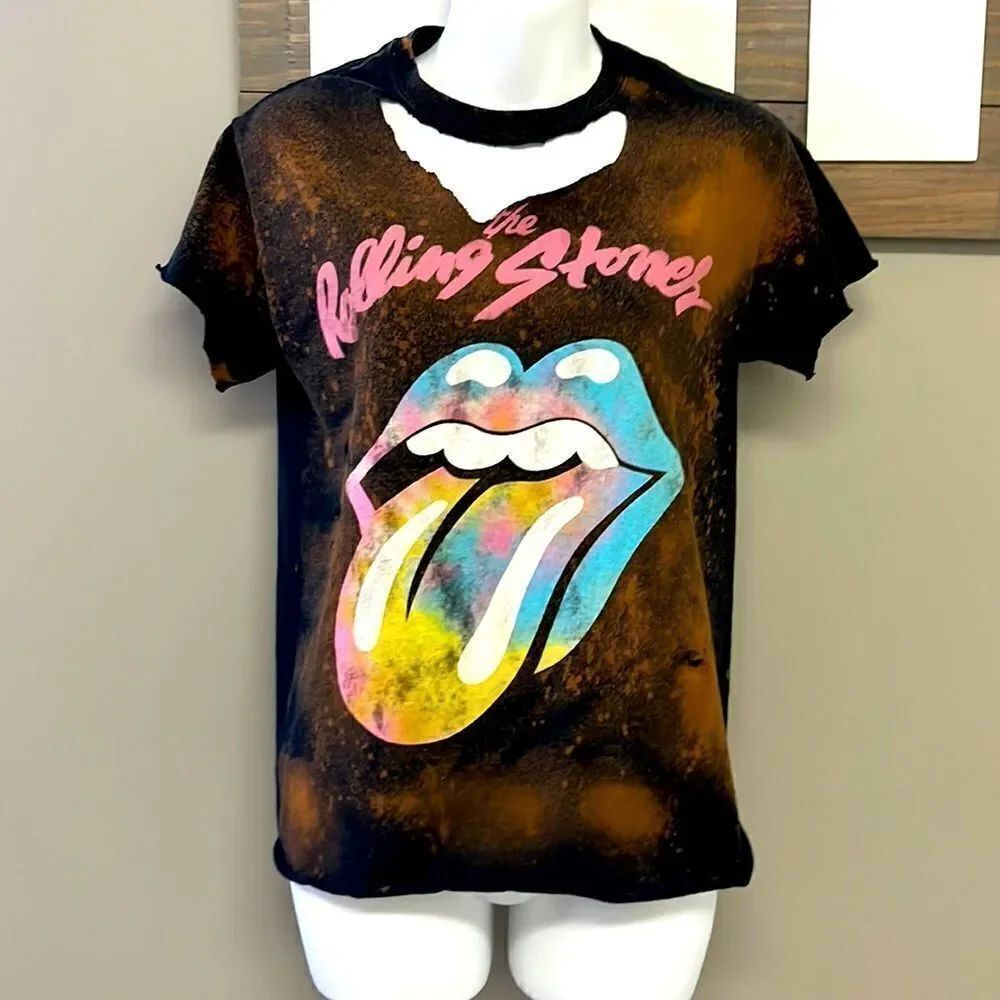 Rolling Stones Reverse Tie Dye 100% Cotton Band Tee- XS